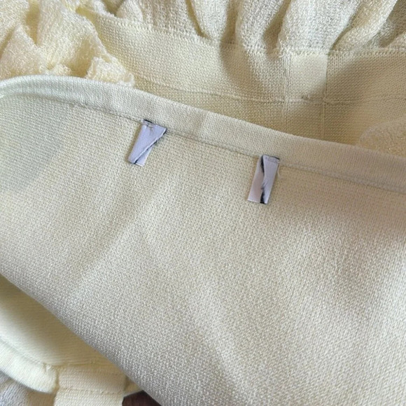 NEW SANDRO Ruffled Bandeau Top Pastel Yellow Pearl Detail | size 1 / S - Picture 6 of 10